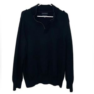 Banana Republic Mens Black Italian Yarn 1/2 Half Zip Hooded Sweater Sz XL